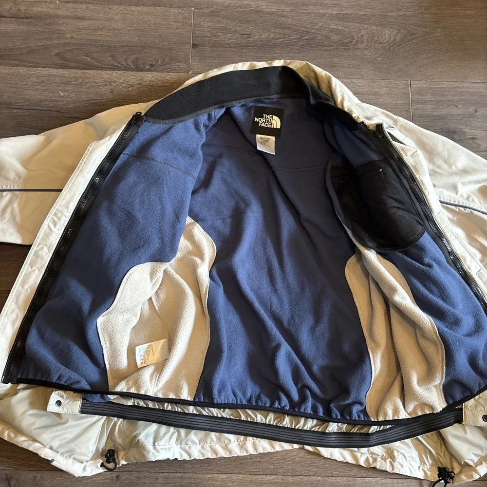 Vintage The North Face Jacket Men's Large Fleece Lined Vest Full Zip Beige Parka